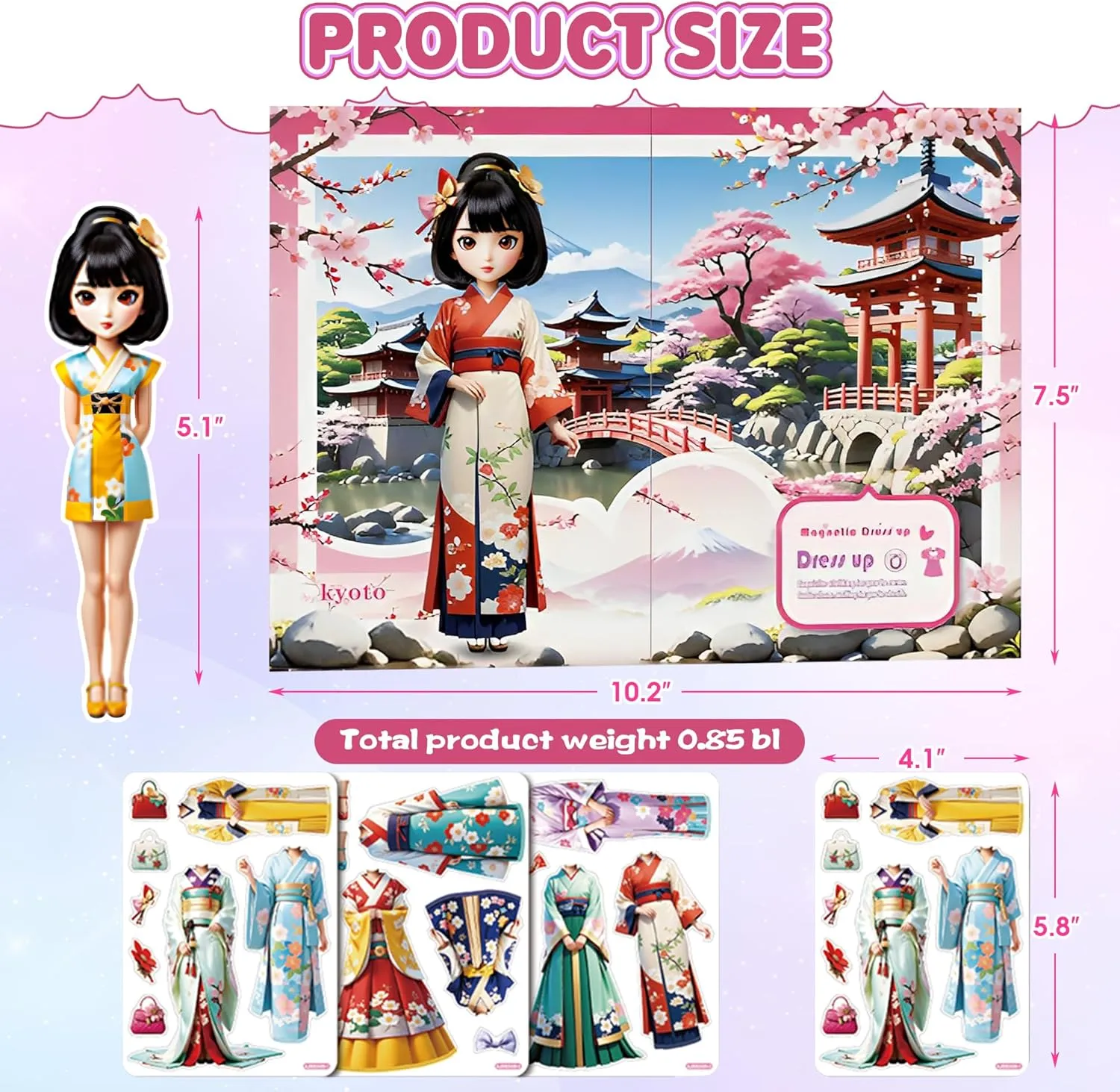 Magnetic Dress Up Dolls for Girls - Princess Magnet Paper Dolls Book with 3D City Buildings - Travel Car Trip Quiet Book Game Toys Easter Birthday Gifts for Kids Toddlers Ages 3 4 5 6 7(Style C)