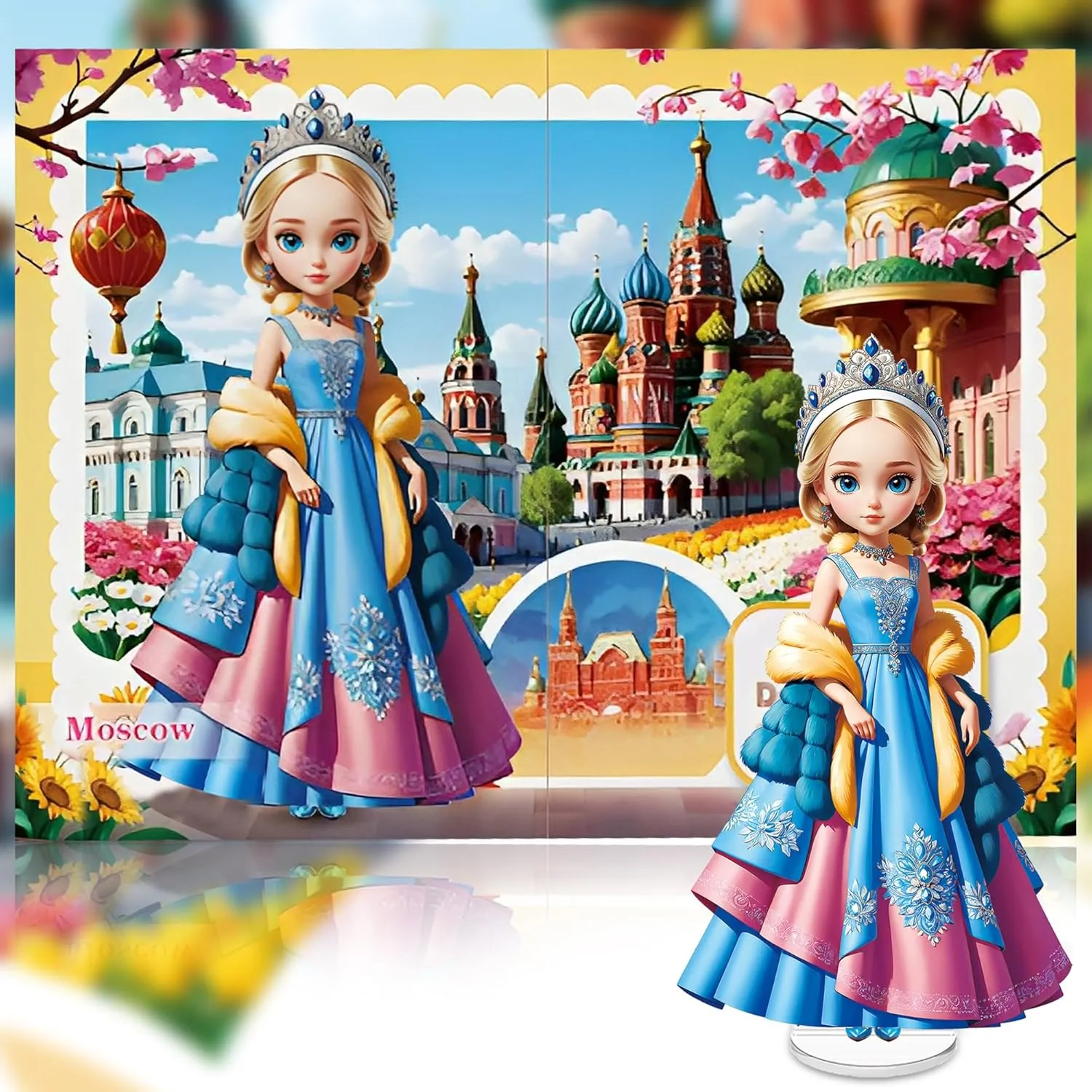 Magnetic Dress Up Dolls for Girls - Princess Magnet Paper Dolls Book with 3D City Buildings - Travel Car Trip Quiet Book Game Toys Easter Birthday Gifts for Kids Toddlers Ages 3 4 5 6 7(Style G)