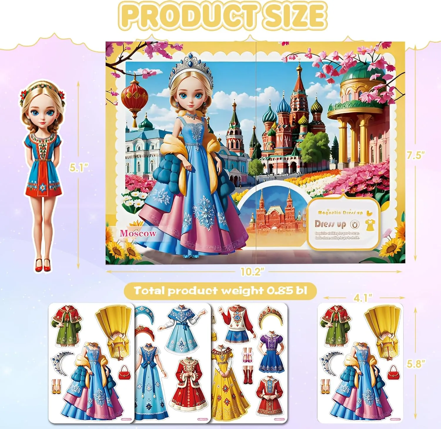 Magnetic Dress Up Dolls for Girls - Princess Magnet Paper Dolls Book with 3D City Buildings - Travel Car Trip Quiet Book Game Toys Easter Birthday Gifts for Kids Toddlers Ages 3 4 5 6 7(Style G)