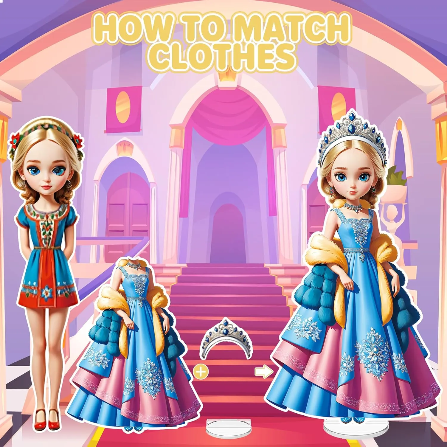 Magnetic Dress Up Dolls for Girls - Princess Magnet Paper Dolls Book with 3D City Buildings - Travel Car Trip Quiet Book Game Toys Easter Birthday Gifts for Kids Toddlers Ages 3 4 5 6 7(Style G)