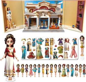 Magnetic Dress Up Dolls for Girls - Princess Magnet Paper Dolls Book with 3D City Buildings - Travel Car Trip Quiet Book Game Toys Easter Birthday Gifts for Kids Toddlers Ages 3 4 5 6 7(Style H)