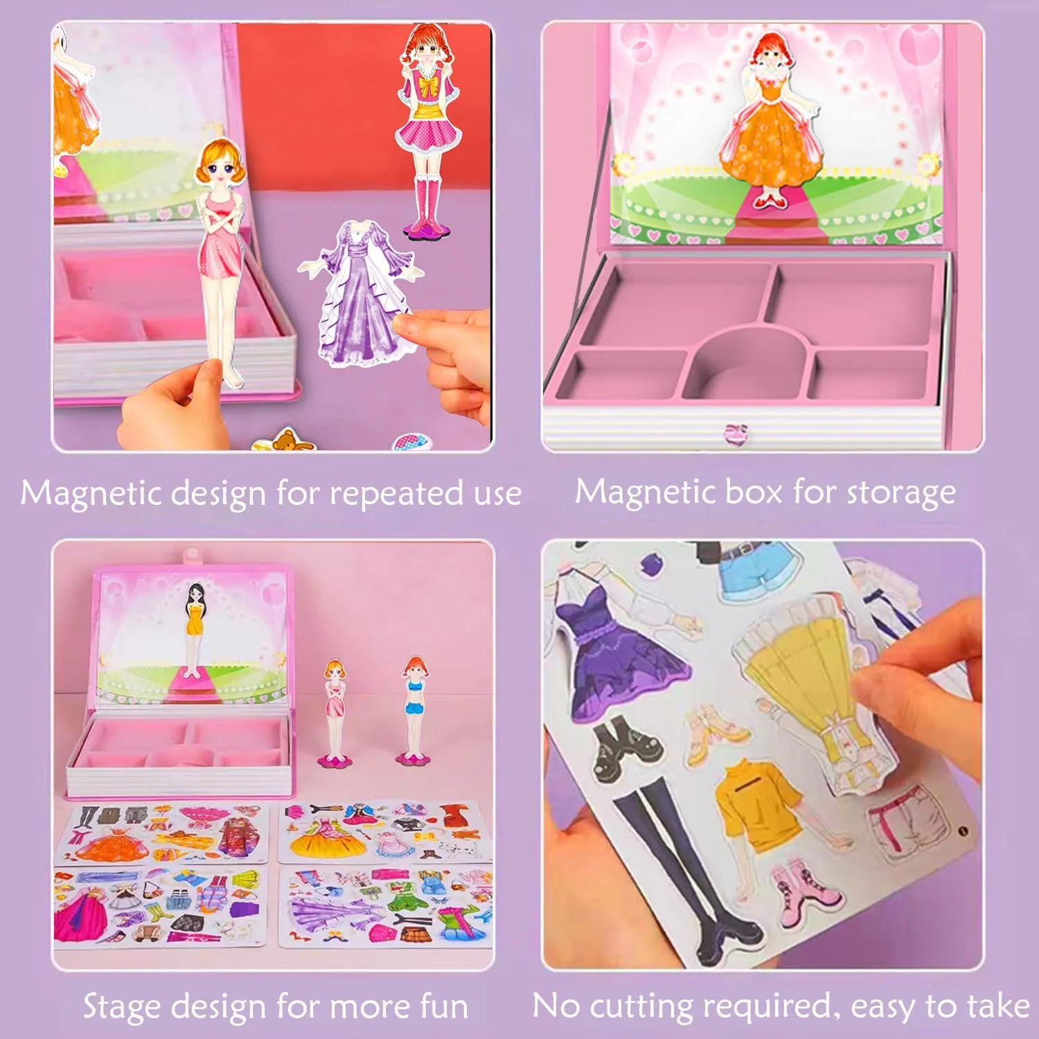 Magnetic Dress Up Paper Doll Pretend Play,Dollhouse Magnet Travel Toys Car Activities Road Trip,Clothes Puzzles Game,3 yr Girls Toddler Preschool Learning Created Imagine Birthday Gift
