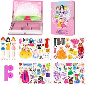 Magnetic Dress Up Paper Doll Pretend Play,Dollhouse Magnet Travel Toys Car Activities Road Trip,Clothes Puzzles Game,3 yr Girls Toddler Preschool Learning Created Imagine Birthday Gift
