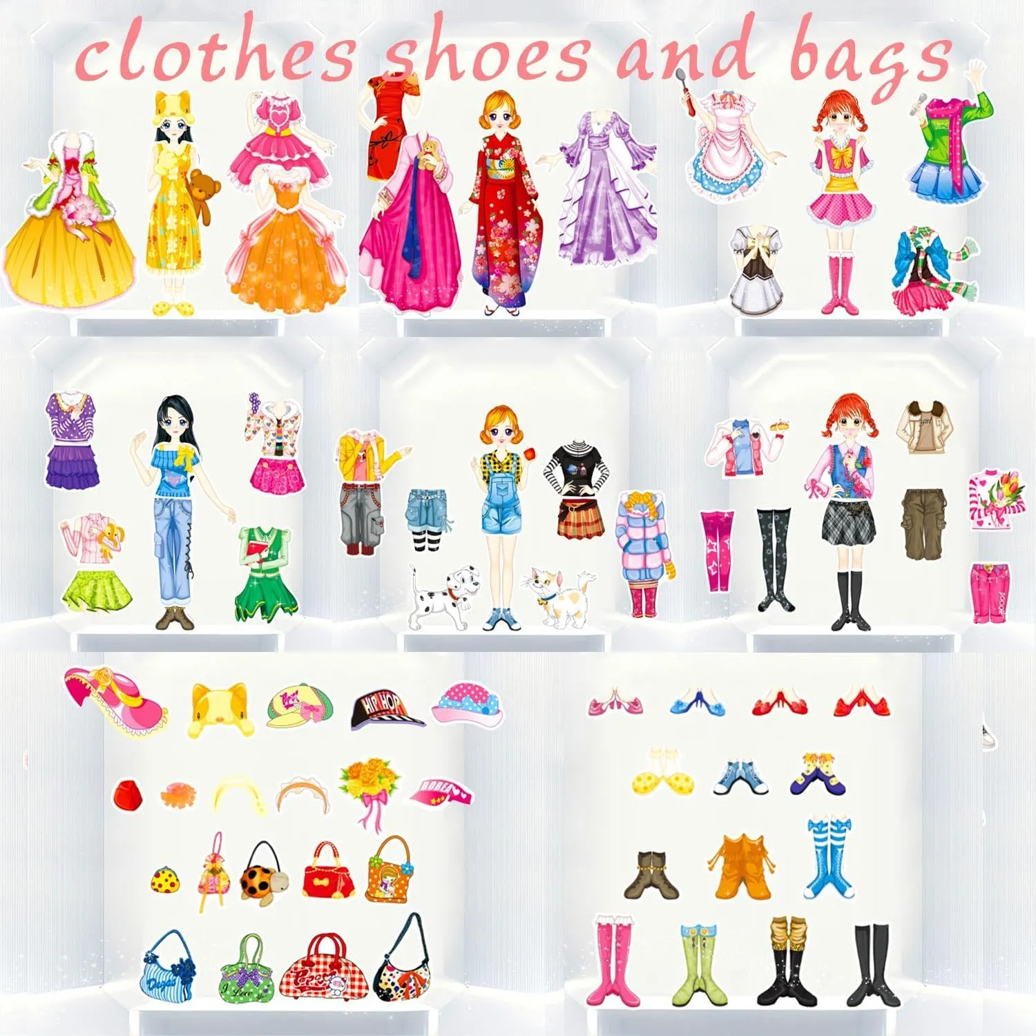 Magnetic Dress Up Paper Doll Pretend Play,Dollhouse Magnet Travel Toys Car Activities Road Trip,Clothes Puzzles Game,3 yr Girls Toddler Preschool Learning Created Imagine Birthday Gift