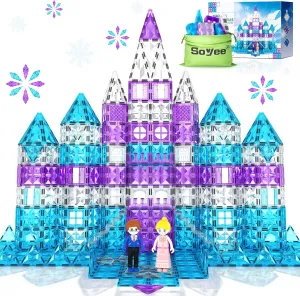 Magnetic Tiles 102PCS with 2 Stairs Magnet Building Blocks Girls Toys Ages 3-12