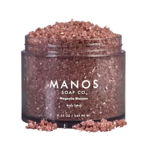 Magnolia Cherry Blossom Body Scrub for Women Exfoliation – Exfoliating Dead Sea Salt for Face Scrub, Body Scrubs, Foot Scrub by Manos Soap Co. – 8 oz