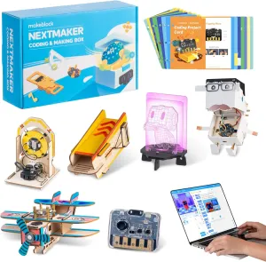 Makeblock Nextmaker 6 in 1 STEM Kits, Coding Robot Kits for Kids 8-12, Free Online Coding Courses, Music and LED Light, Programmable Coding Toys, Educational STEM Toys Gift for Kids