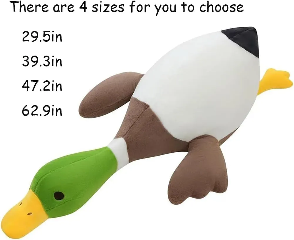 Mallard Duck Plush,Mallard Duck Stuffed Animals, Soft Furry Duck Stuffed Animal Pillow,Huge Duck Plush Hugging Pillow Gifts for Every Age (39.3in)