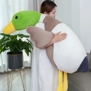 Mallard Duck Plush,Mallard Duck Stuffed Animals, Soft Furry Duck Stuffed Animal Pillow,Huge Duck Plush Hugging Pillow Gifts for Every Age (39.3in)