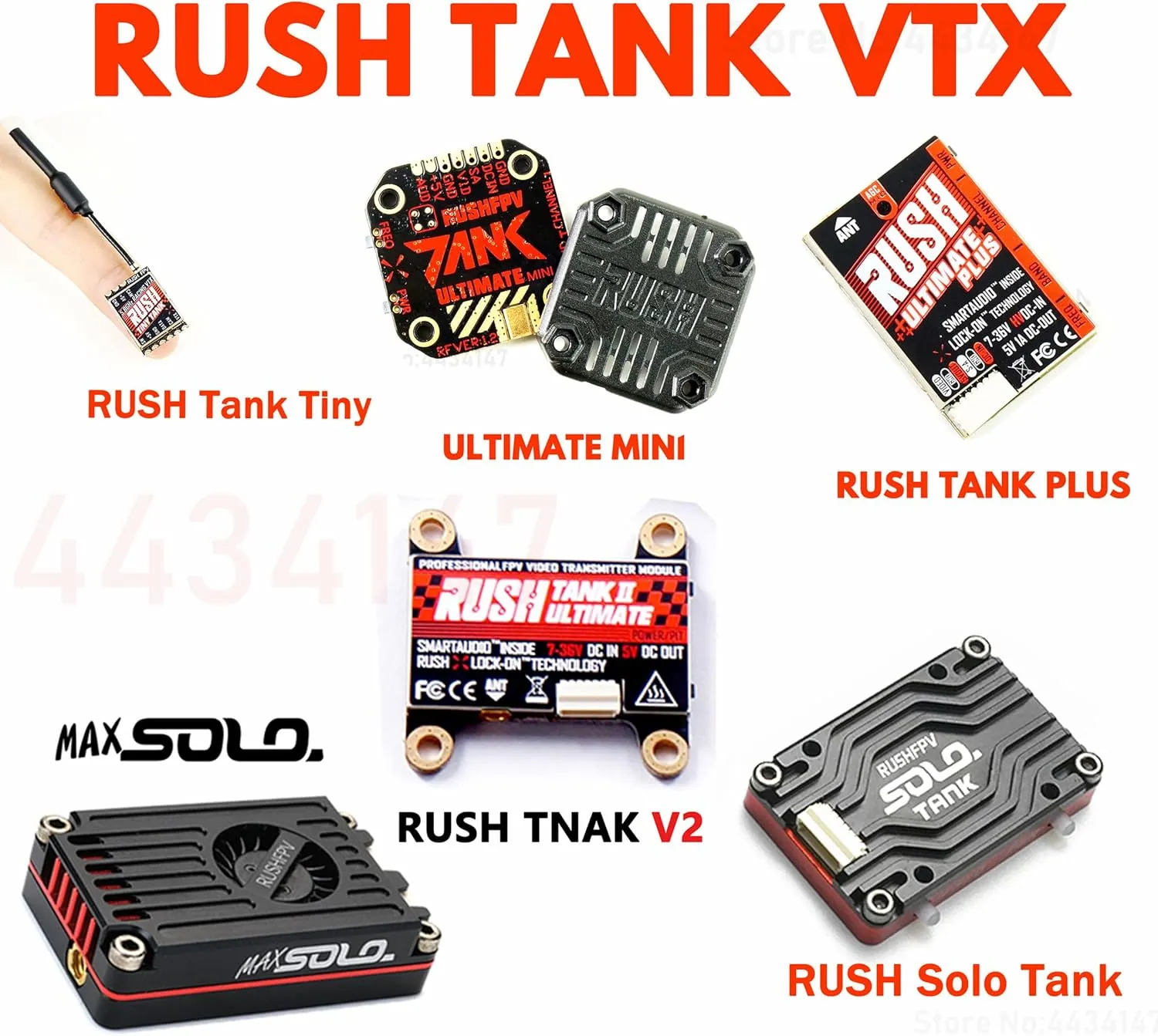 Manlos RUSH TANK Ultimate Mini/TANK PLUS/SOLO VTX 5.8GHz 48CH 2-8s 800mW Video Transmitter Smart Audio AGC MIC FPV Racing Drone - (Color: Tank Ultimate Mini)