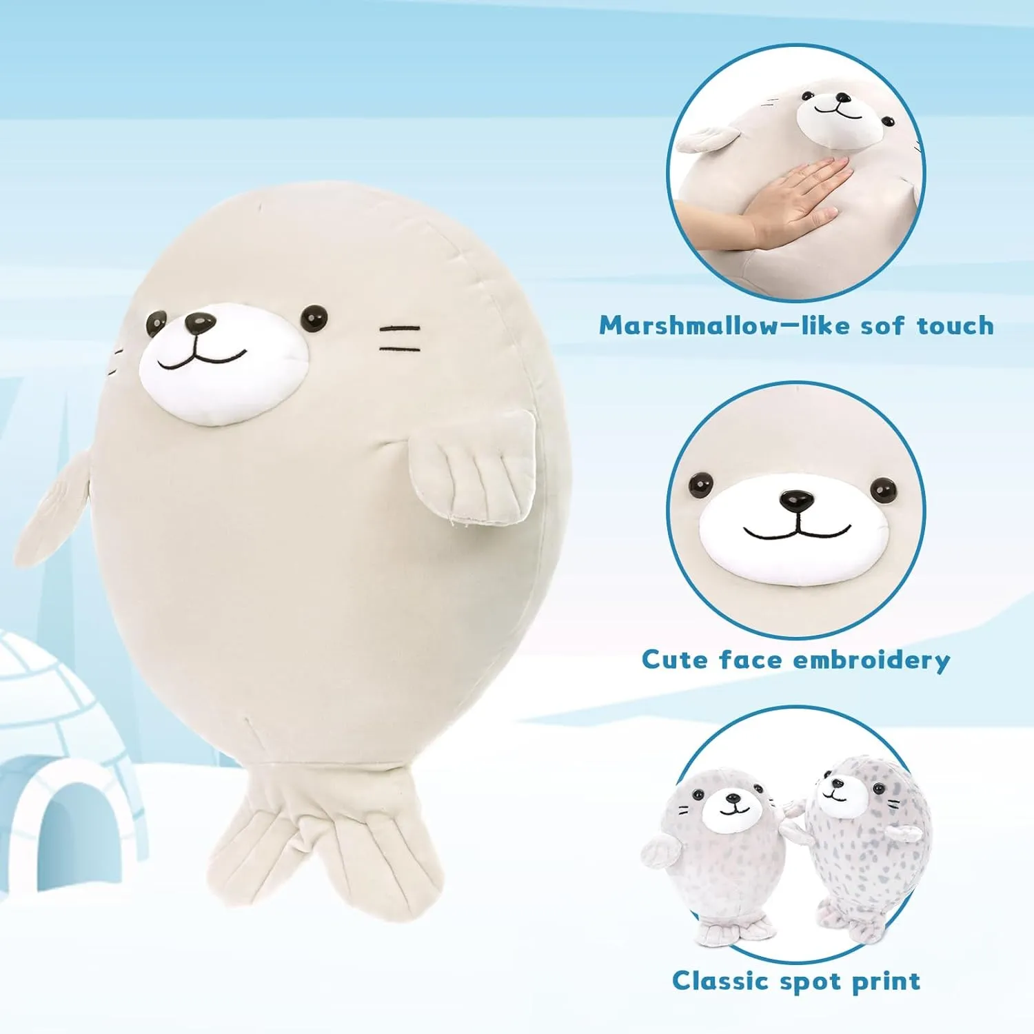MaoGoLan 5Pcs Fat Seal Plush with 4 Babies Inside - 20" Giant Ultra Soft Seal Stuffed Animal Throw Pillow - Squishy Mother-Babies Collection Gift for Seal Lover,Kids,Boys