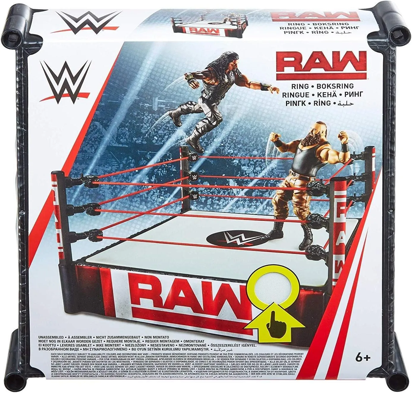 Mattel WWE Superstar 14-inch Ring with Authentic Logo, Flexible Ropes & Spring-loaded Mat for Bouncing Action [Amazon Exclusive]