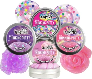 Matty's Toy Stop Crazy Aaron's Putty Mini Tins Daydream, Skate Away, Fairy Sprinkles & Love is in The Air Gift Set Bundle - 4 Pack (13.3g Each)