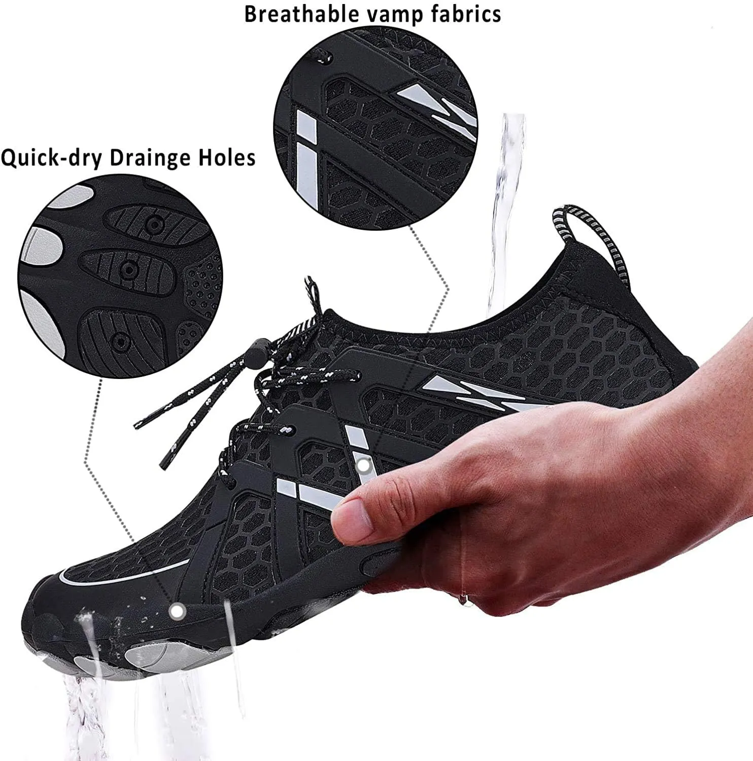 MAYZERO Water Shoes Men Women Swim Surf Shoes Beach Pool Shoes Wide Toe Hiking Aqua Shoes Winter House Slippers