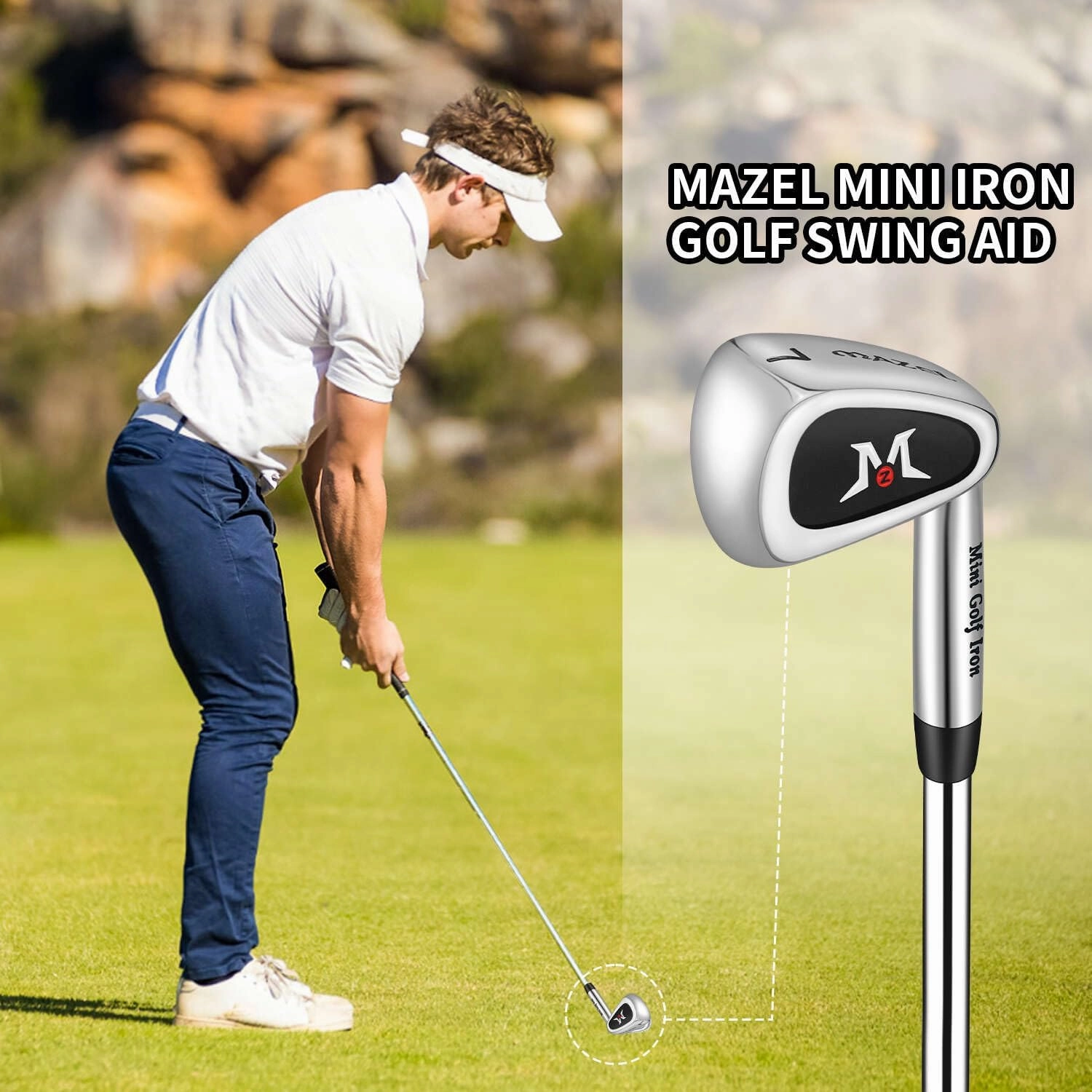 MAZEL Mini Driver/Iron Golf Clubs Swing Trainer Aid to Improve Your Hitting Accuracy & Speed