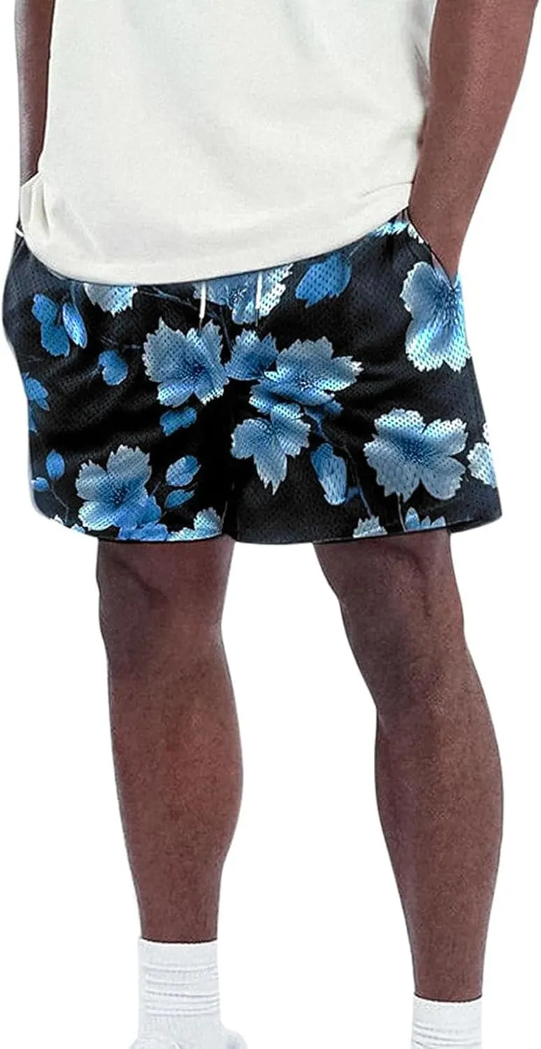 MECH-ENG Mens Retro Graphic Shorts Athletic Running Basketball Shorts Casual Streetwear Shorts with Pockets Drawstring