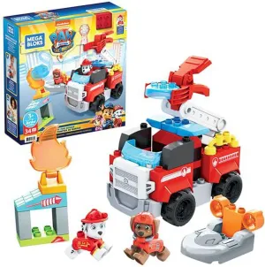 MEGA BLOKS Paw Patrol Marshall's City Fire Rescue Toy Building Set With 32 Jr. Bricks, Marshall and Zuma Figures, Gift Set For Boys and Girls, Ages 3 