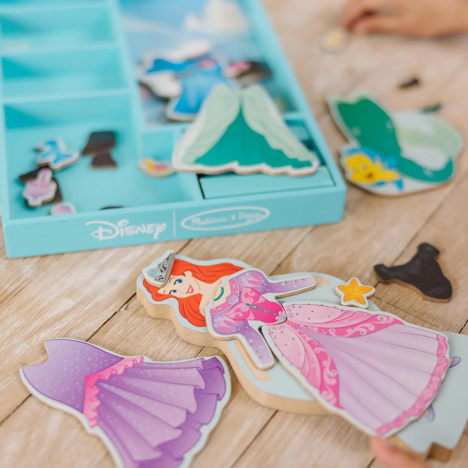 Melissa & Doug Disney Ariel Magnetic Dress-Up Wooden Doll Pretend Play Set (30  pcs)