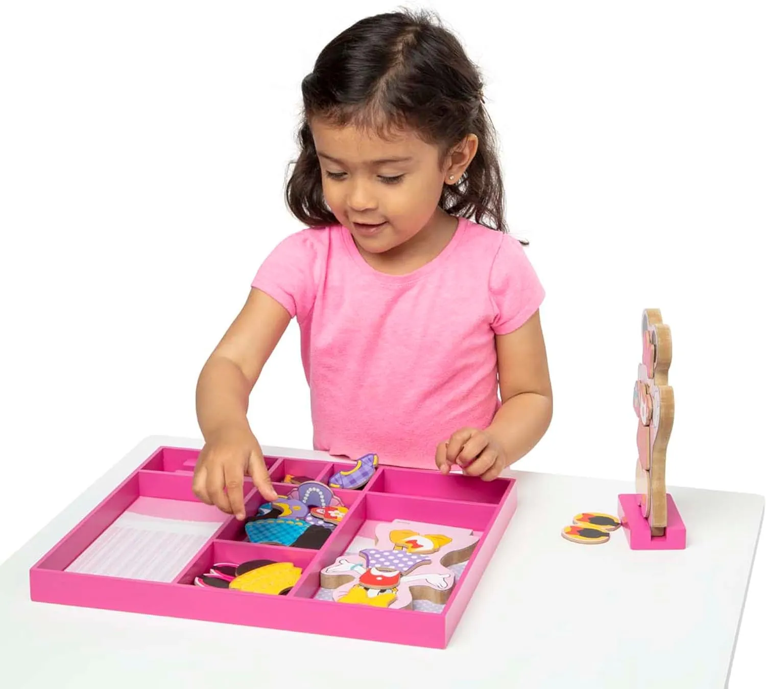 Melissa & Doug Disney Minnie Mouse and Daisy Duck Magnetic Dress-Up Wooden Doll Pretend Play Set (40  pcs) Minnie Mouse Toys, Disney Dress Up Dolls For Preschoolers And Kids Ages 3 