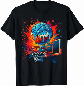 Melting Donut Basketball Funny Slam Dunk Design T-Shirt