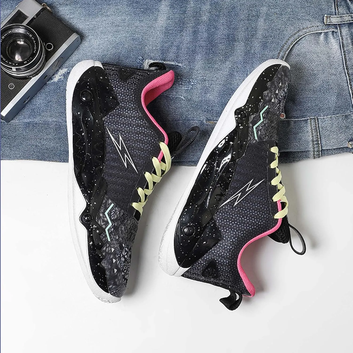 Men Basketball Shoes Luminous Arch Support Mens Sneakers Anti Slip Breathable Comfortable High Top Sports Running Walking Tennis Shoes
