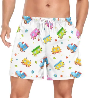Men's Athletic Shorts Truck Flower Colorful Car Transport 2 in 1 Quick Dry Workout Gym Running Shorts for Men S-XXL