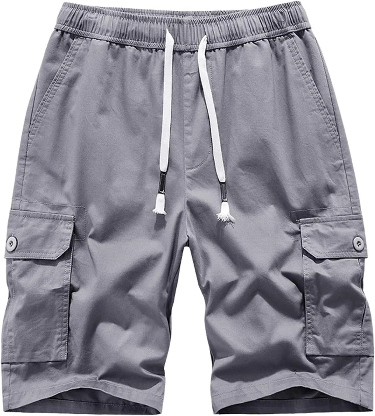 Mens Big and Tall Shorts Elastic Waist Cotton Cargo Shorts Drawstring Multi Pocket Casual Tooling Shorts Sport Shorts