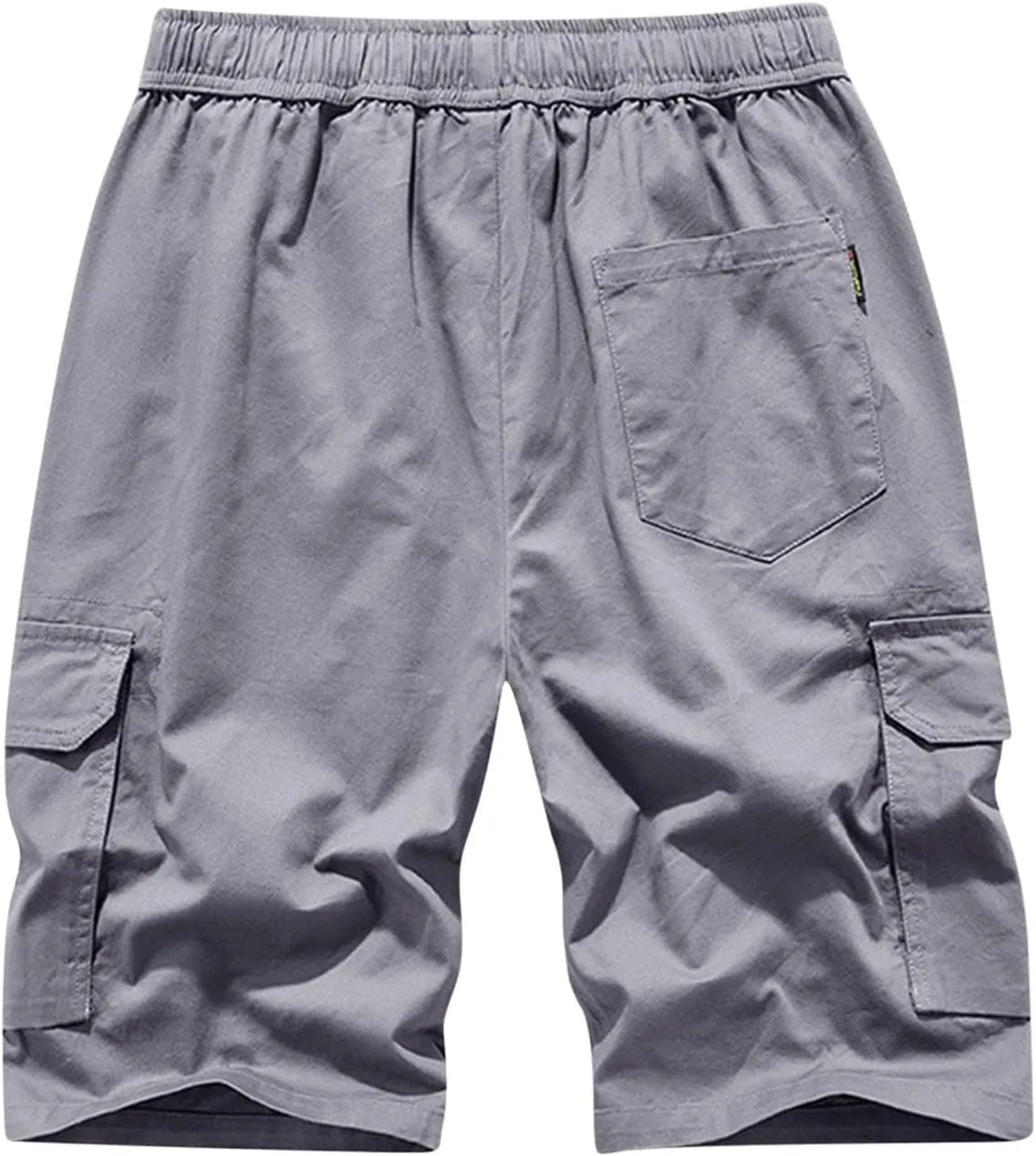 Mens Big and Tall Shorts Elastic Waist Cotton Cargo Shorts Drawstring Multi Pocket Casual Tooling Shorts Sport Shorts