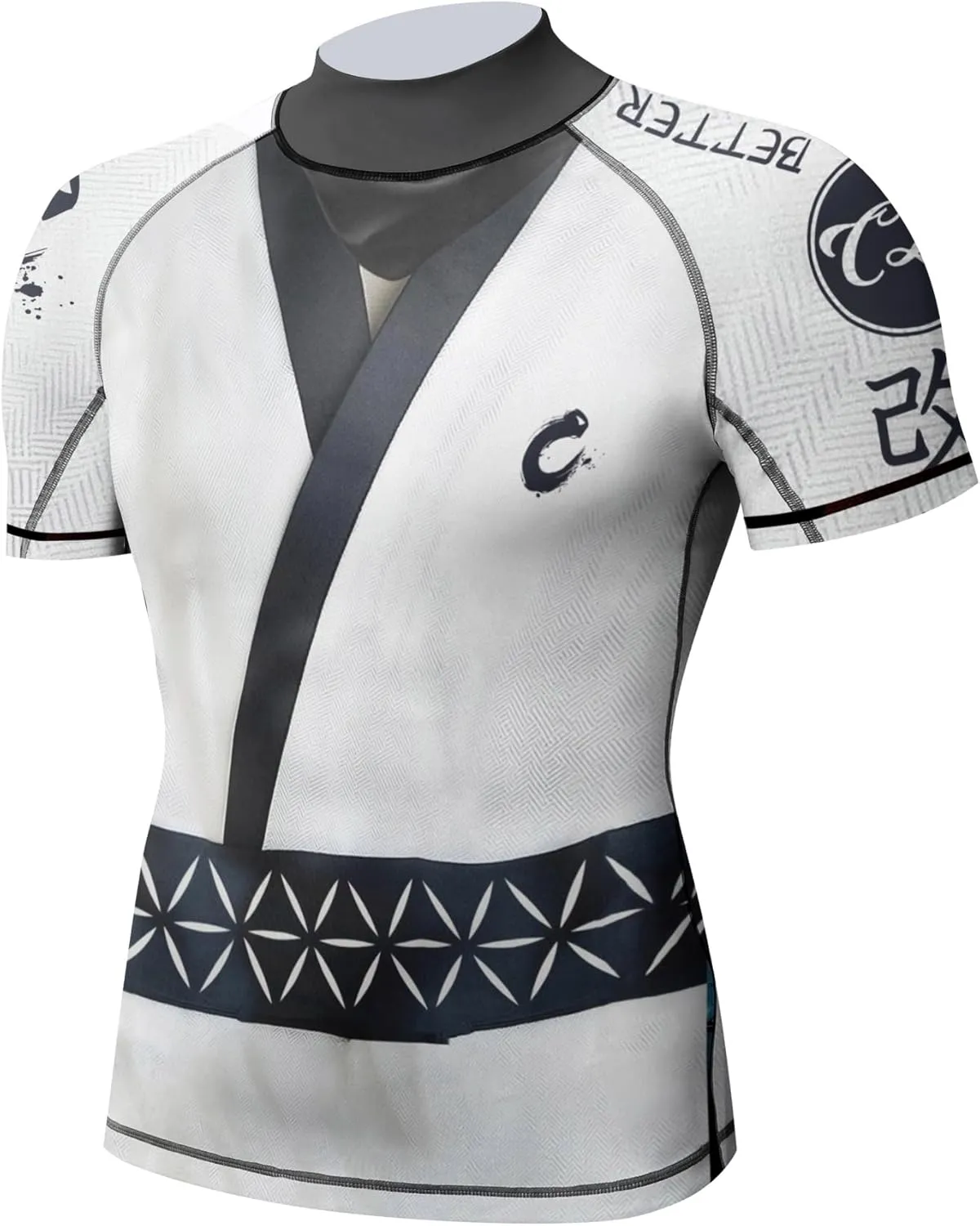 Men's Compression Mock Turtleneck Short Sleeve Shirts High Neck Quickly Dry Workout Tops for Athletic Running Gym
