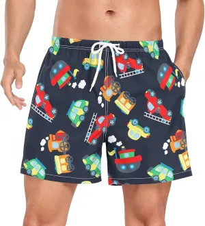 Men's Truck Athletic Shorts Colorful Transport Car 2 in 1 Quick Dry Workout Gym Running Shorts for Men S-XXL
