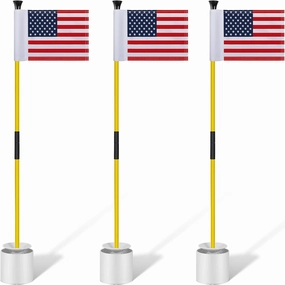 Meooeck Golf Putting Green Pin Flag and Hole Cup Set Portable 2 Section Fiberglass Mini Golf Flag Sticks for Putting Green Gifts
