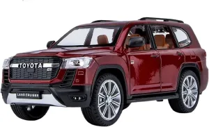 Metal Car Model 1 24 for Toyota Land Cruiser GR Alloy Diecasts Vehicles Metal Car Model Sound and Light Pull Back Collections(Red)