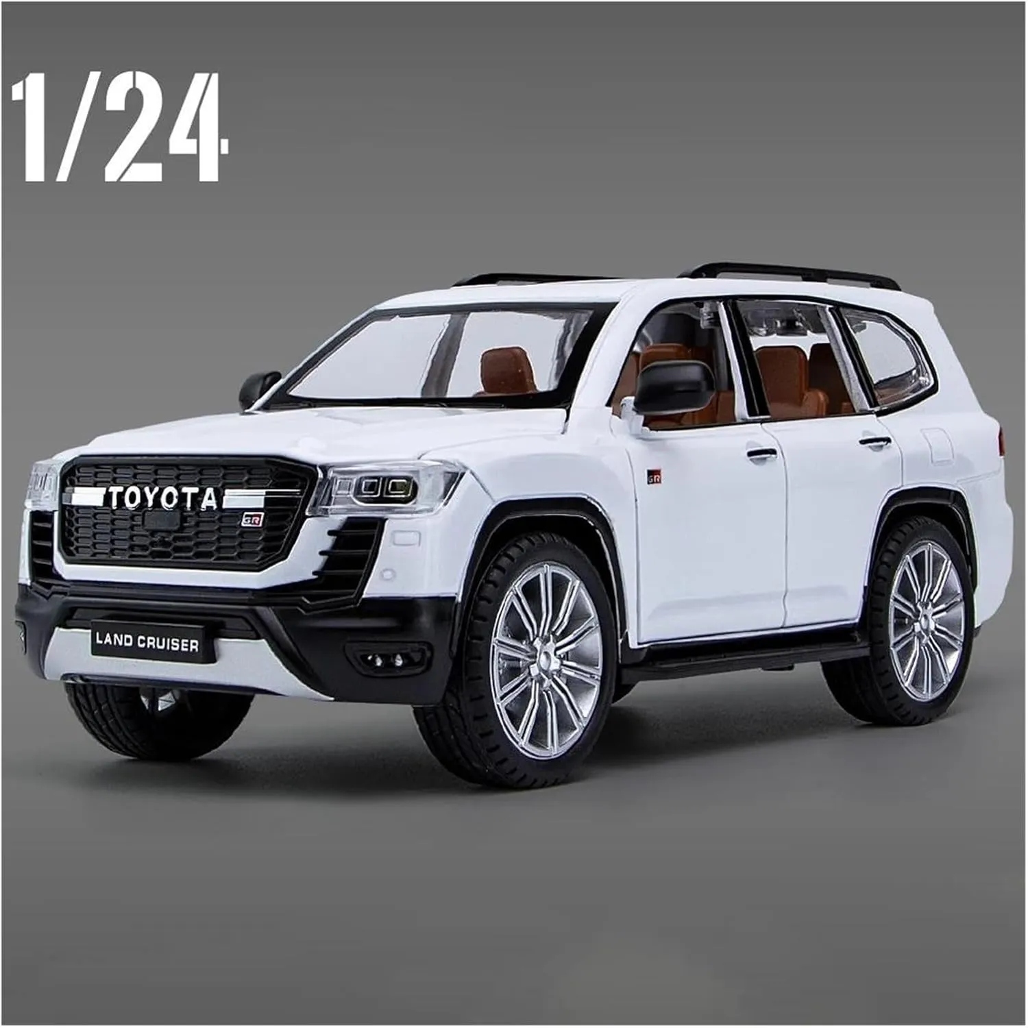 Metal Car Model 1 24 for Toyota Land Cruiser GR Alloy Diecasts Vehicles Metal Car Model Sound and Light Pull Back Collections(Red)