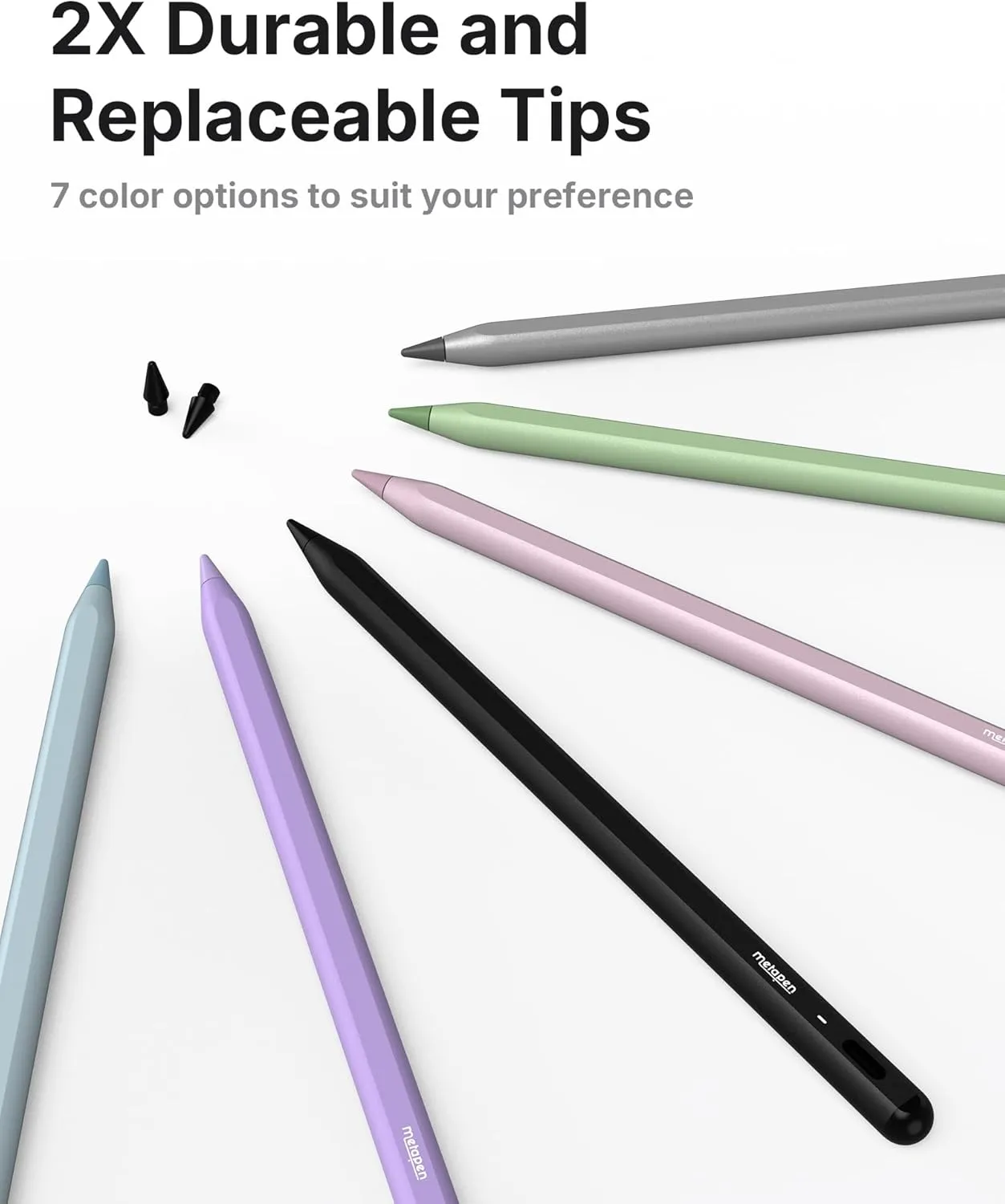 Metapen Pencil A8 for Apple iPad 2018-2025, (2X Faster Charge), Tilt Sensitivity, Pixel Precision, Stylus Pen for iPad 11/10/9/8/7/6th Gen, Pro 12.9/11/13-inch M4, Air 3/4/5/M2/M3, Mini 5/6th, Black