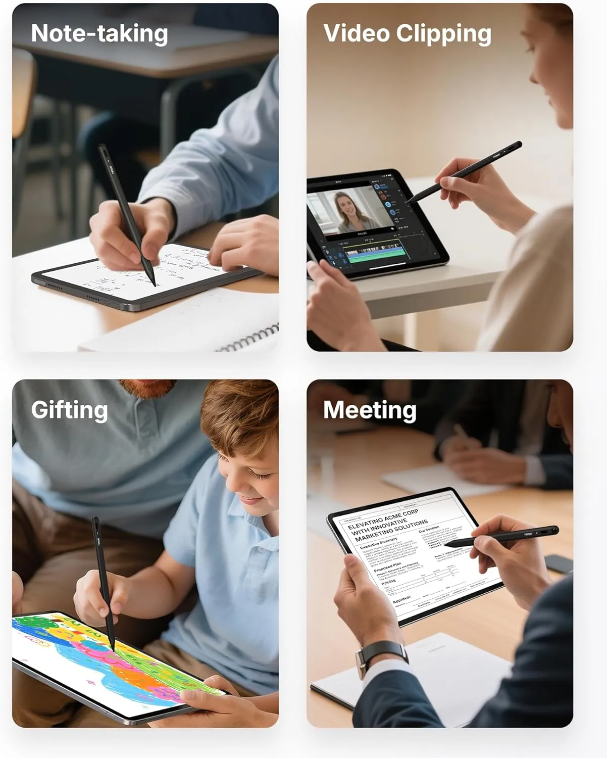 Metapen Pencil A8 for Apple iPad 2018-2025, (2X Faster Charge), Tilt Sensitivity, Pixel Precision, Stylus Pen for iPad 11/10/9/8/7/6th Gen, Pro 12.9/11/13-inch M4, Air 3/4/5/M2/M3, Mini 5/6th, Black