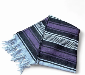 Mexican Falsa Blanket Serepe Throw Authentic Handwoven Saddle Multi-Use for Yoga, Beach, Camping and Picnics - Durable Outdoor Indoor. 60% Cotton. (Purple)