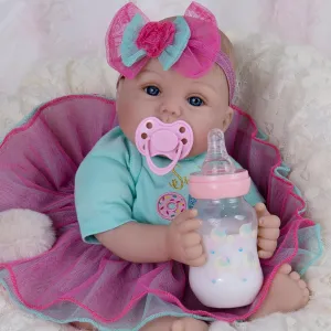 Milidool Lifelike Reborn Baby Dolls - 18 Inch Real Life Realistic Newborn Baby Dolls Girl with Soft Weighted Body Gift Set for Kids Age 3 