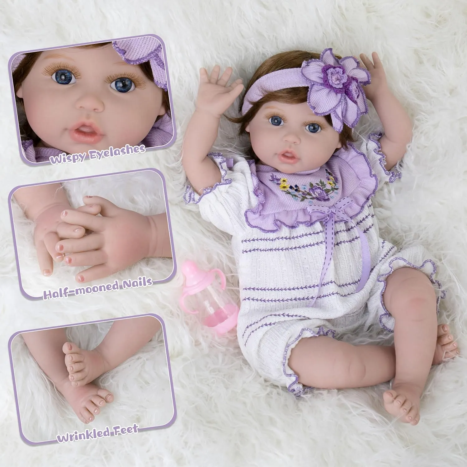 Milidool Lifelike Reborn Baby Dolls - 22 Inch Realistic Reborn Baby Dolls, Life Like Baby Dolls That Look Real,Handmade Real Looking Girl Alive Real Life Baby Doll