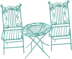 Milisten 1:12 Scale Miniature Garden Table Chair Set 3pcs Fairy Furniture for Dollhouse Decor