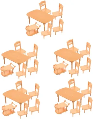 Milisten 3sets Dollhouse Miniature Dining Chair and Table Set Plastic Furniture Model for Creative Play Realistic Design for Dollhouse Decor for Boys and Girls Imaginative Scenes