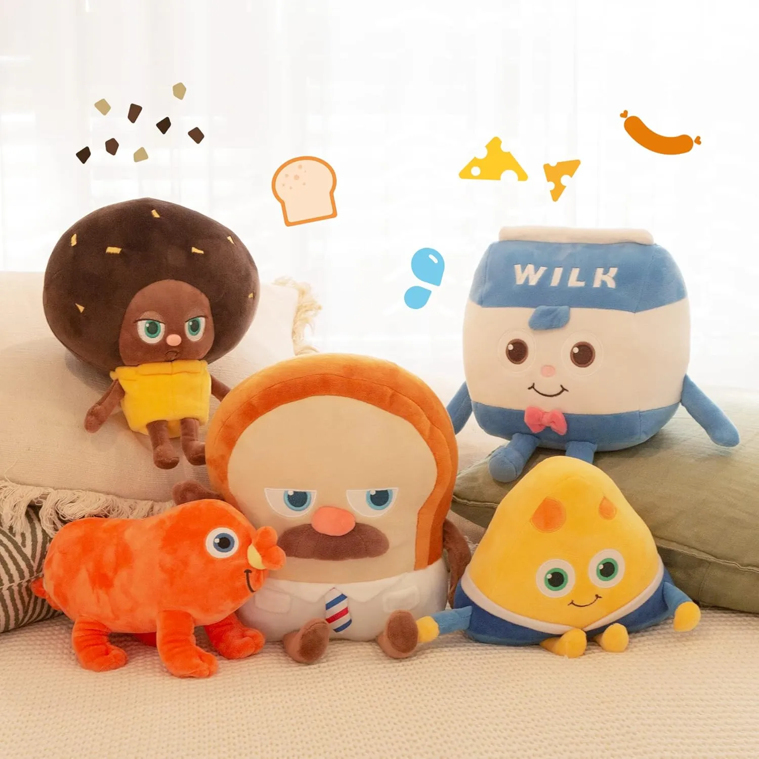 Milk Plush, Food Plushies Stuffed Animals 10'', Toy Pillow, Huggable Soft Cute Funny Dolls, Bread Barbershop, Home Room Decor, Birthday Gift for Toddler Kids Boys and Girls