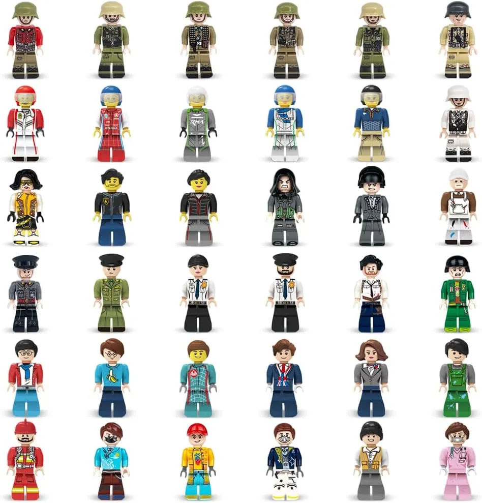 Mini Figure Toy, 36 PCS Action Figure, Minifigures Stuffer, Minifigures Building Bricks Mini People with Accessories, Boys Girls Gift for Christmas Stockings, Birthday