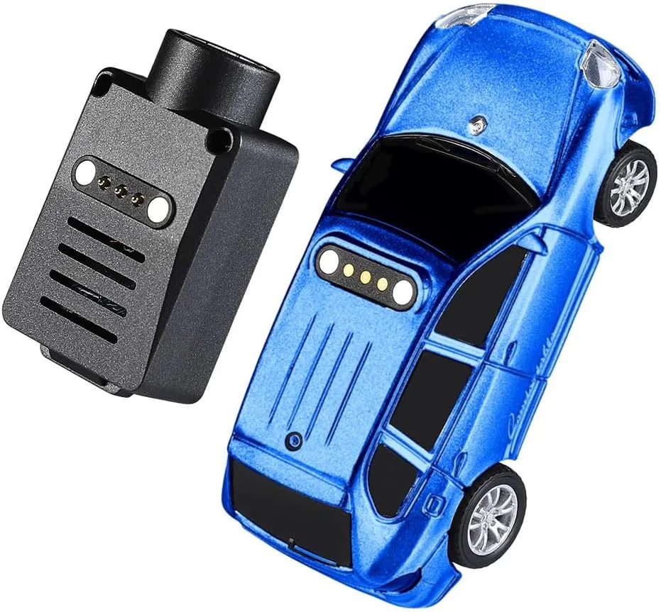 Mini FPV RC Car with Camera – 1:64 Scale WL App-Controlled WiFi Remote Blue Car Model, 720P HD Real-Time Video, 3-Speed Modes, LED Lights, Gyro Sensor – Great Gift for Teens & Adults
