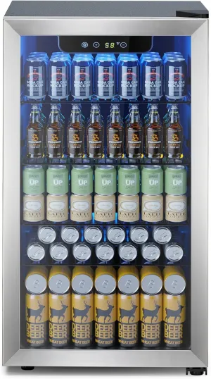 Mini Fridge 130 Can Beverage Refrigerator Cooler, 3.2 Cu.Ft Drink Fridge forSoda Wine Beer, Digital Temperature Control Cooler for Home, Dorm, Bar