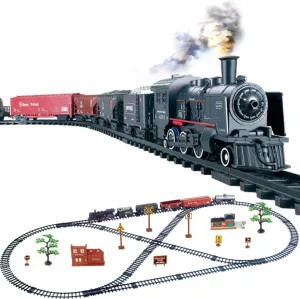 Mini Simulated Electric Steam Train Set, Electric Railway Mini Train Playset Classical Smoking Train Toys, Creative Train Toys, Birthday Holiday Toy Gifts