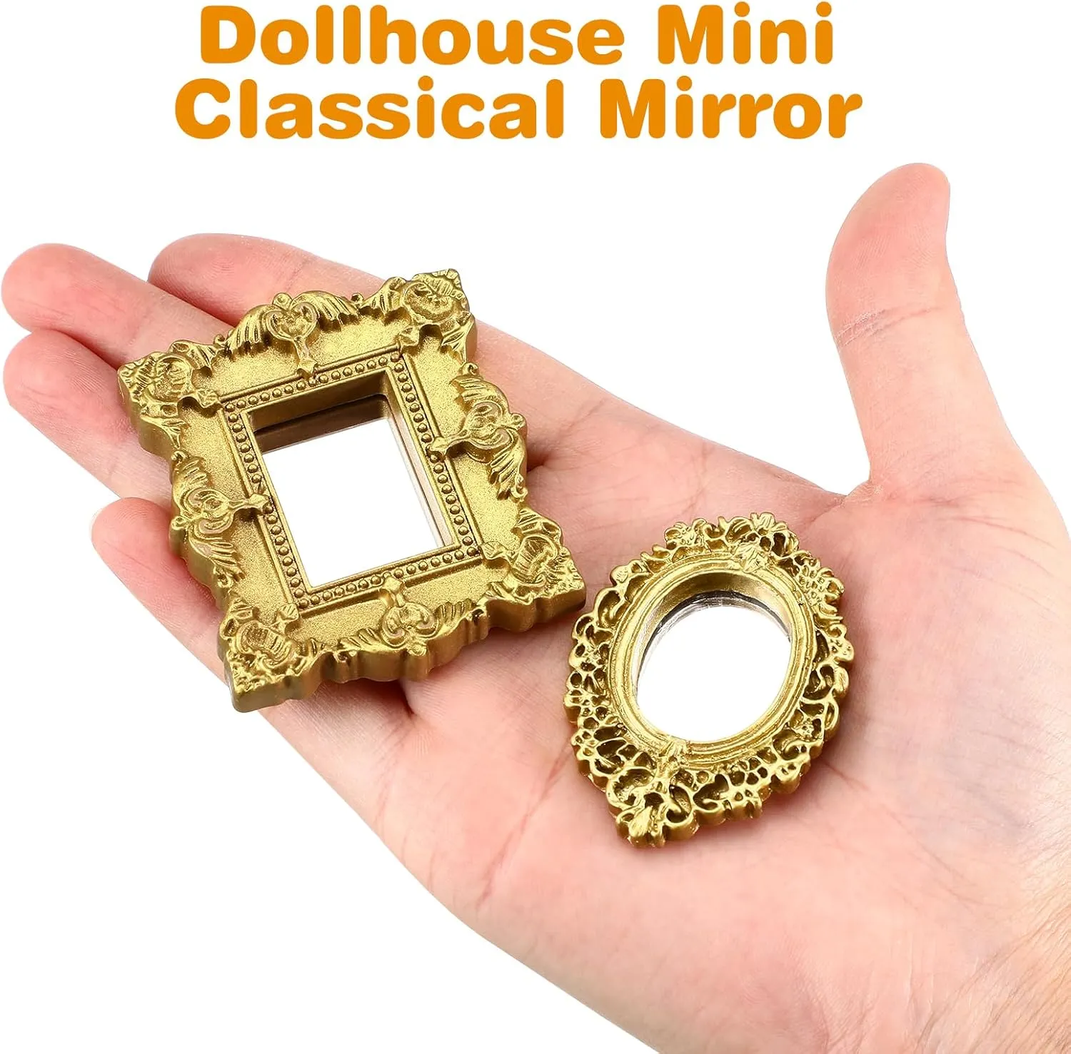 Miniature Dollhouse Mirror:1:12 Scale Miniatures Furniture Mirror European Baroque Frame Mini Wall Mirror for Dollhouse Decor,3 pcs/Set