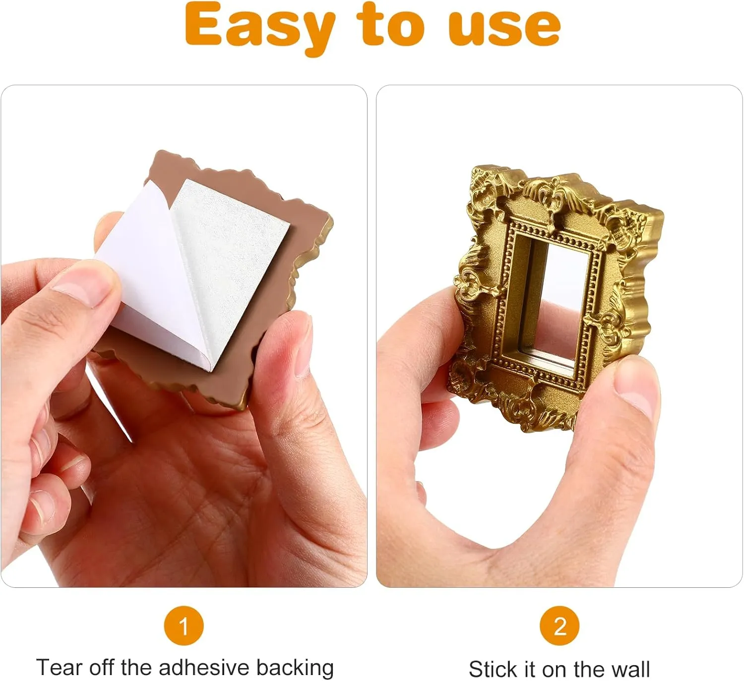 Miniature Dollhouse Mirror:1:12 Scale Miniatures Furniture Mirror European Baroque Frame Mini Wall Mirror for Dollhouse Decor,3 pcs/Set