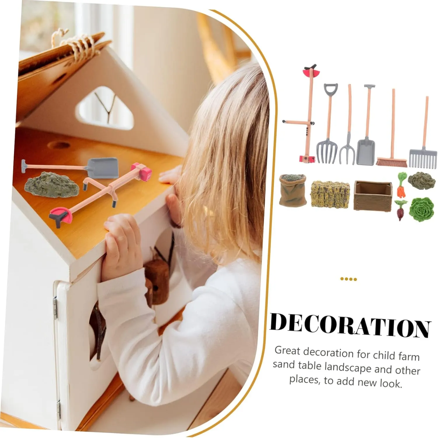 Miniature Mini Tool Decors Farm Tools Accessories Realistic Farm Model Boys and Girls Playset