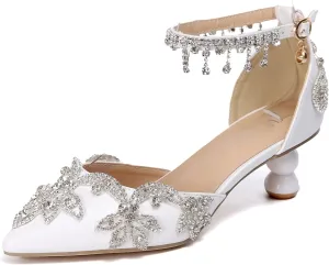 Minishion Low Heel Wedding Pumps Comfortable Bridal Shoes