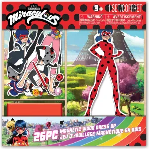 Miraculous Ladybug-Magnetic Wood Dress Up Doll. Includes 26 Colorful Magnetic Wood Pieces. Encourages Creative Play with Mix and Match Fun. Great Birthday Gift for toddler, kids, girls, boys.